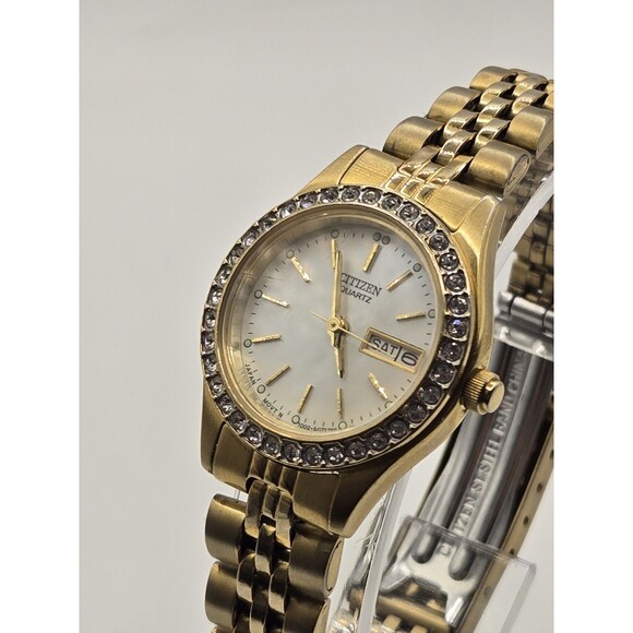 Citizen Ladies\' Watch 27mm Gold Tone Crystal Bezel. New Battery 6.5\